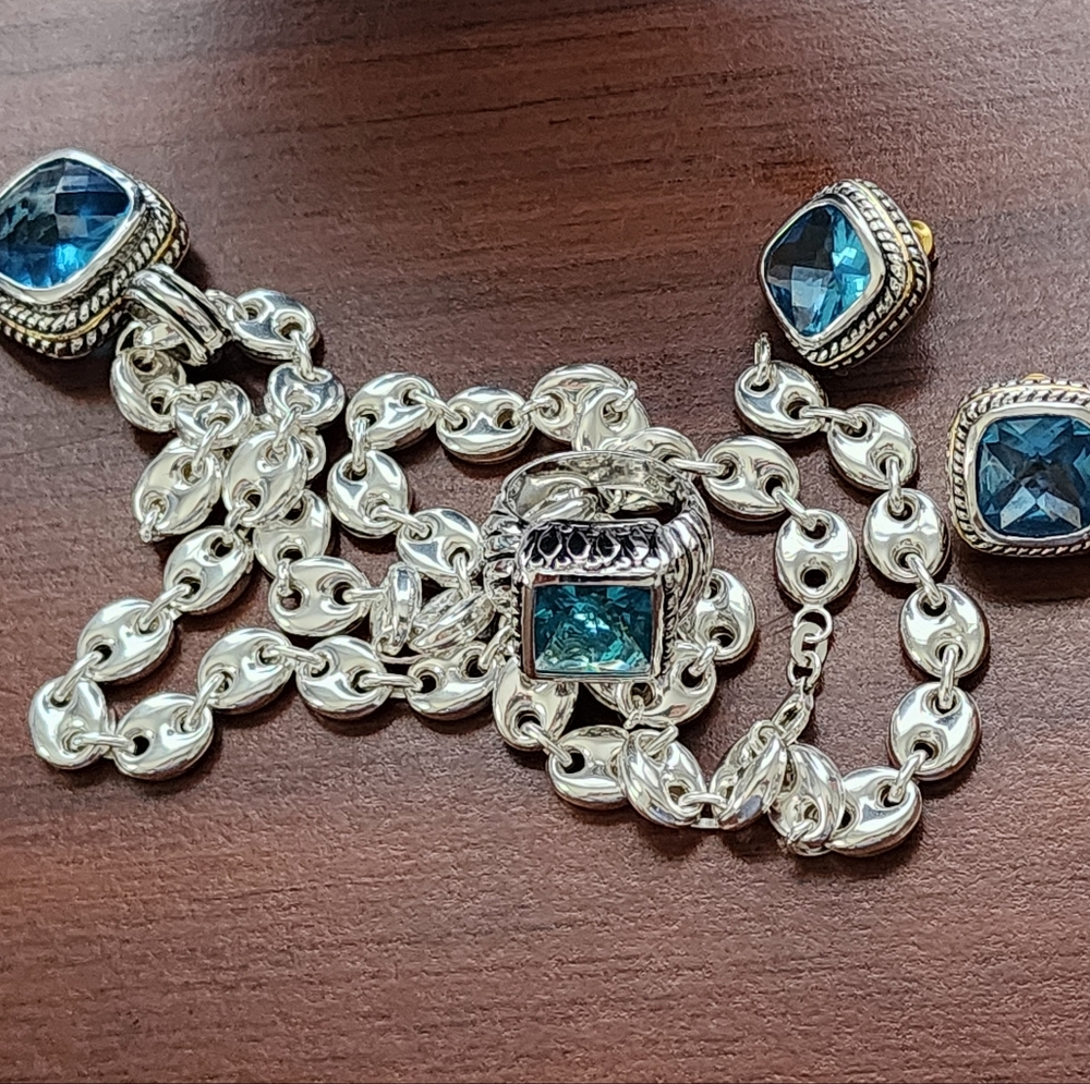 Elegant Silver and Blue Jewelry Set